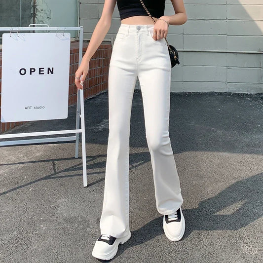 Flared  High Waist Denim Trousers
