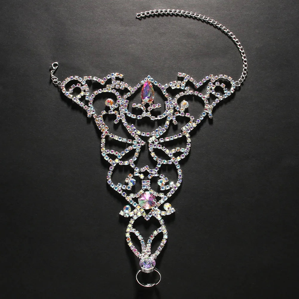 Colorful Hollow Belly Dance Anklet Chain  Water Drop Crystal Anklet