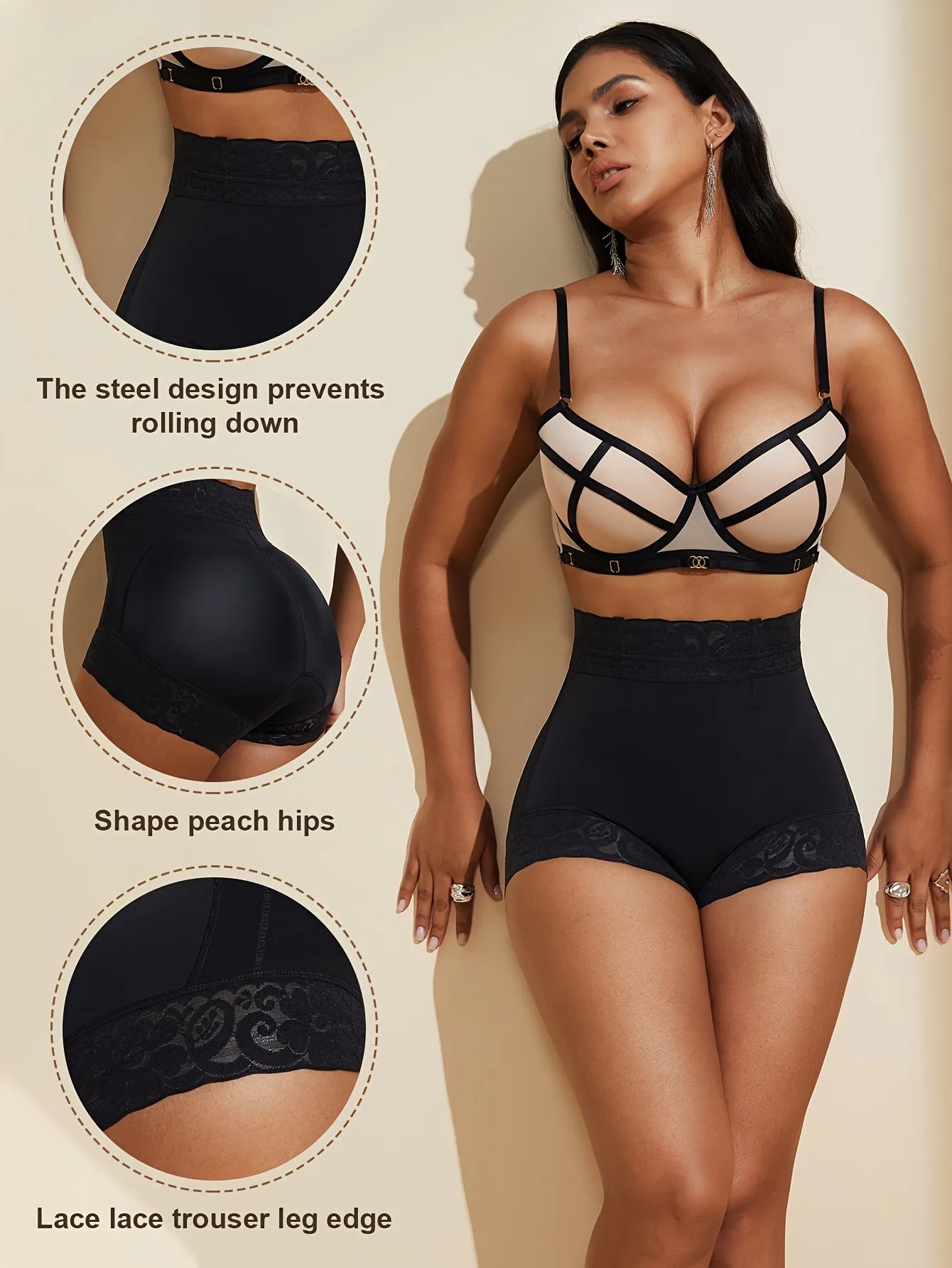 Lace Trim Sculpting Panties, Comfy & Breathable Butt Lifting Panties, Lingerie & Underwear