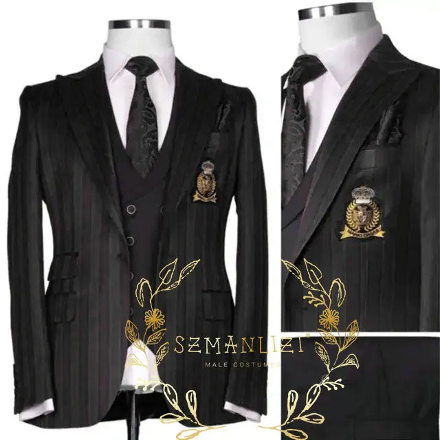 Latest Designs Men's Suits Shawl Lapel Groom Tuxedos Slim Fit Terno Prom Party 3 Pieces Set