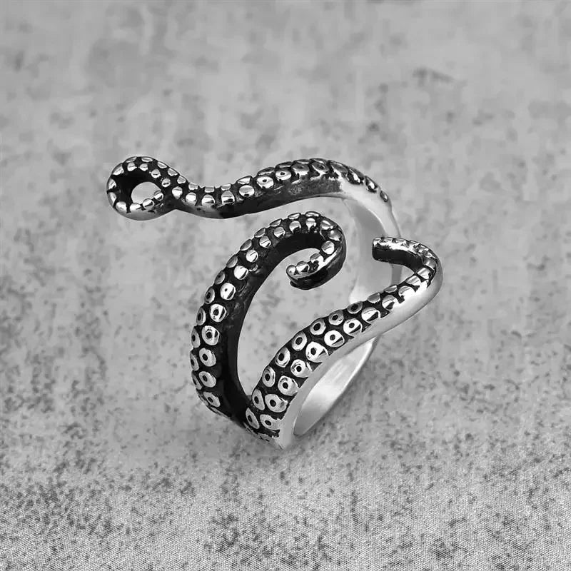 Creative Octopus Rings for Men Deep Sea Monster Squid Finger Tentacles Ring Animal Jewelry  Adjustable