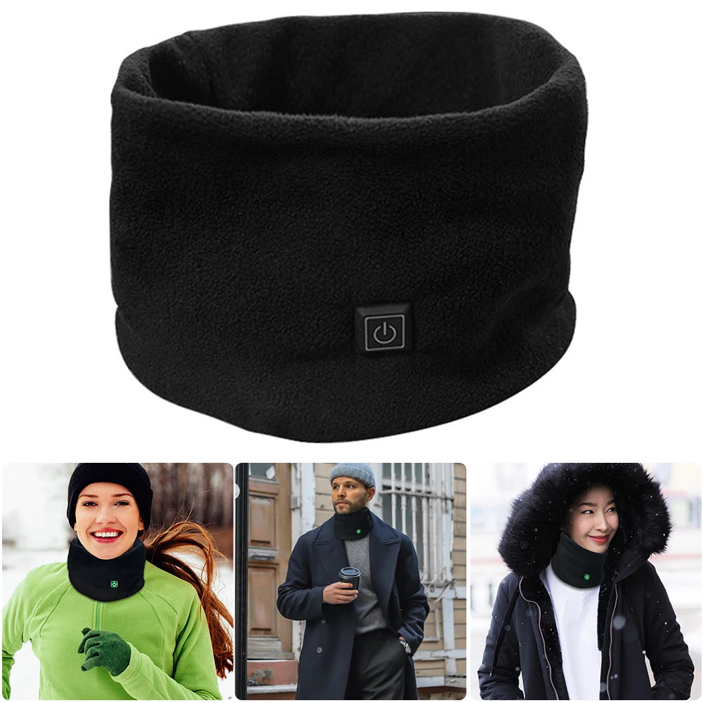 Unisex Heating Fleece Scarf Rechargeable Electric Heating Scarf Foldable 3 Speed Heating