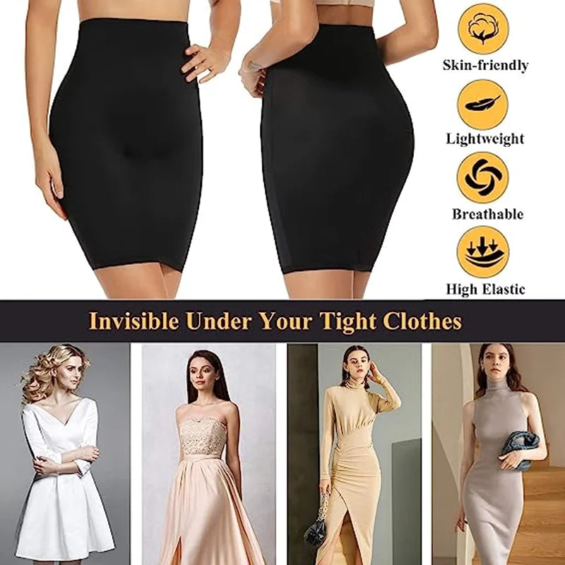 Half Slips for Under Dresses High Waist Underskirt Seamless Skirt Tummy Control Body Shaper Butt Lifter Slimming Underwear