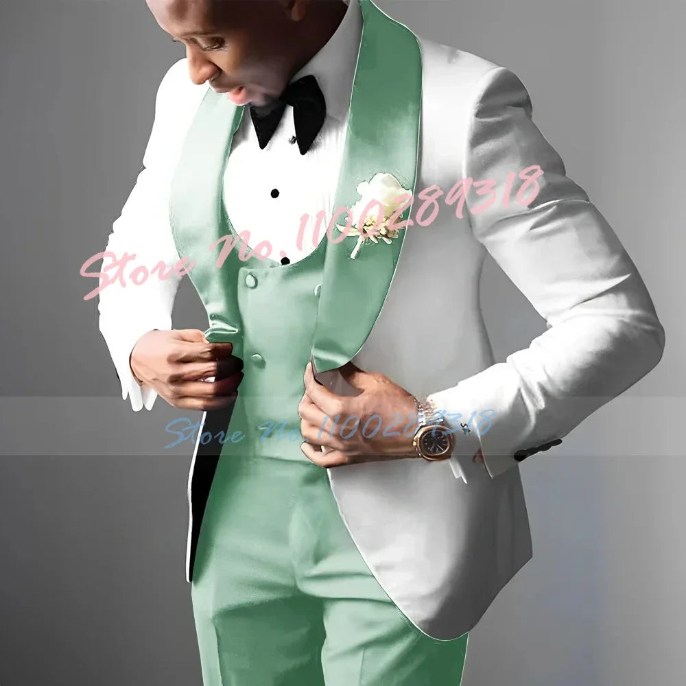 Men's Wedding Tuxedo Elegant Men's Suit Jacket Pants Vest 3-piece Set Wedding Suits for Men
