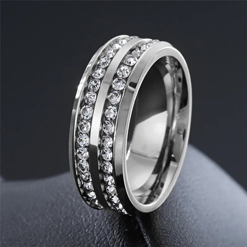 ZORCVENS Trendy Stainless Steel Crystal Zircon  Rings For Men Wedding Jewelry Accessories Gift Fashion Men Rings