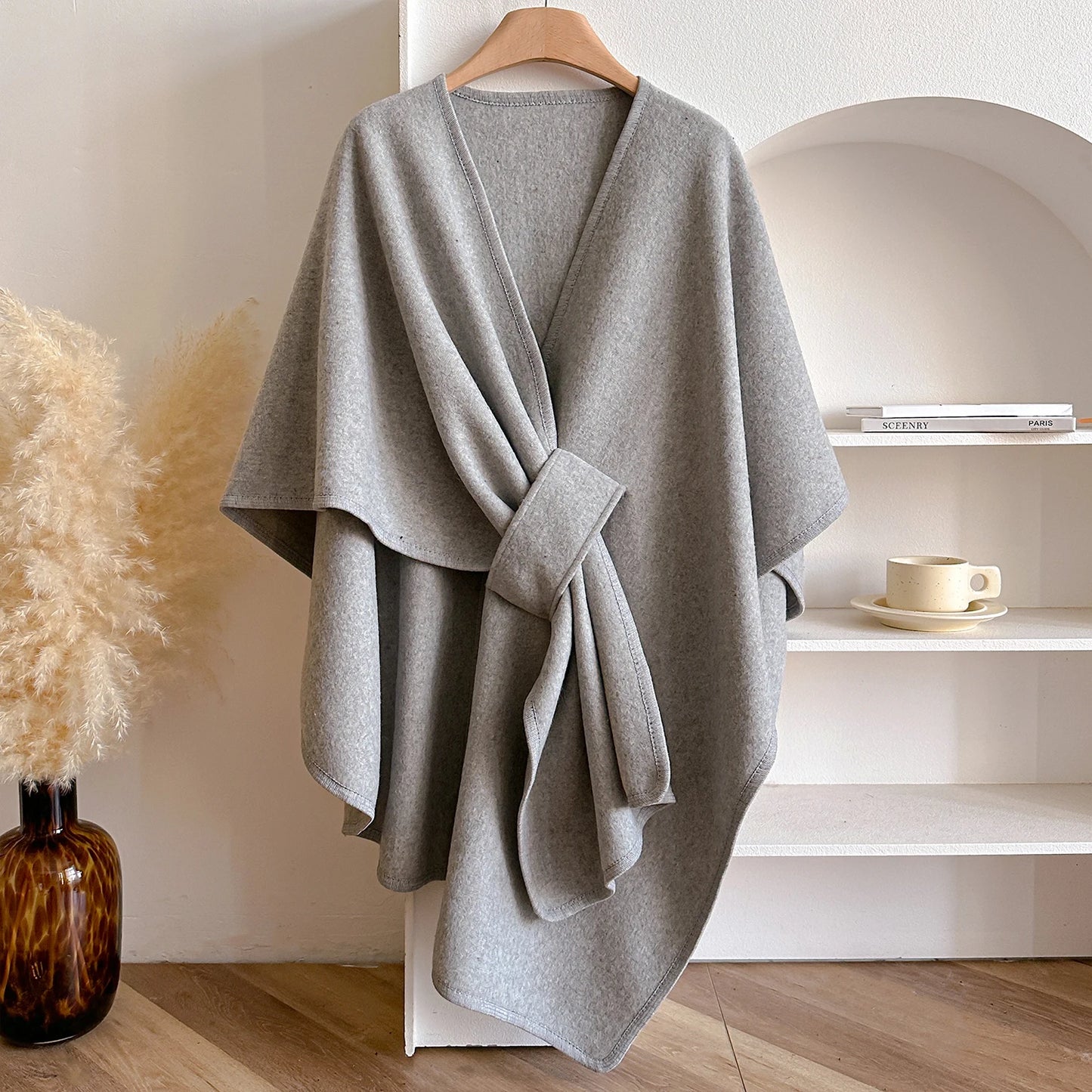 Women's Poncho Winter Warm Shawl Double Sided Designer Thickening Blanket Luxury Scarf Female Cloak Cashmere Pashmina