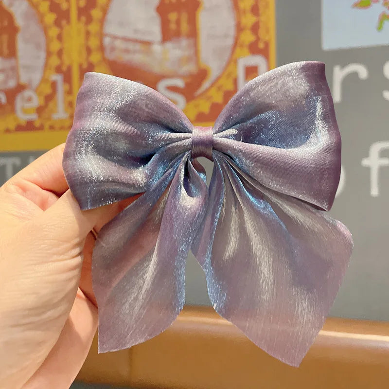 Big Hair Bow Ties Hair Clips Satin Two Layer Bow for Women Bowknot Hairpins Trendy Hairpin Girl Hair Accessory
