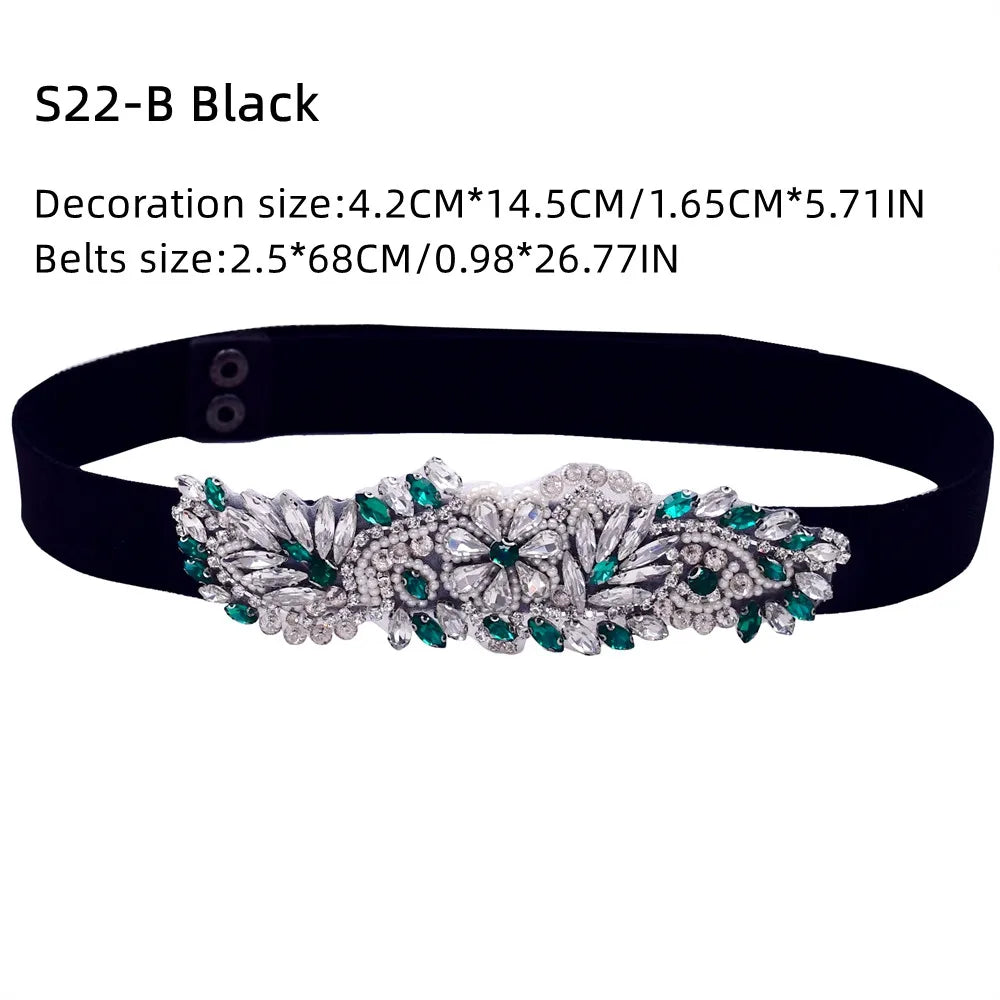 Elastic Belt Fashion Sparkly Rhinestone Stretch Waistband