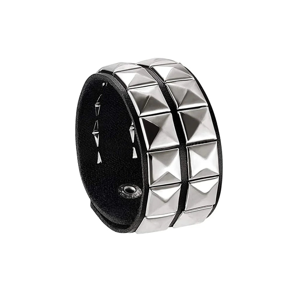 Punk Hip Hop Rock PU Leather Bracelet Unisex Trendy Chain Skull Pentagram Rivet Bracelet