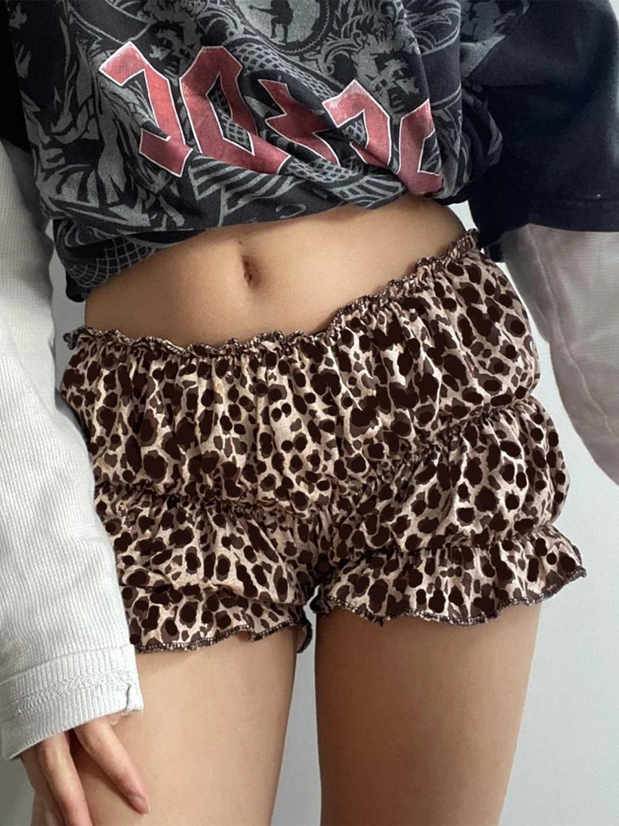 Women s Zebra Print Ruched Stylish High Waist Shorts with Elastic Waist