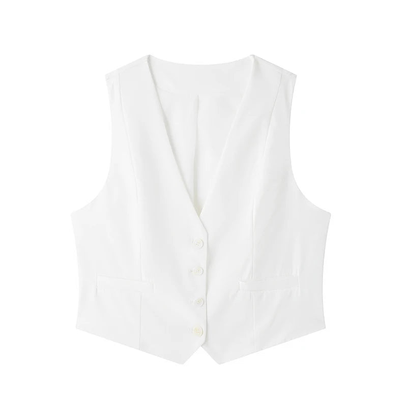 Women's Fashion Solid Single Breasted Waistcoats Vest Vintage Sleeveless Jackets Female Chic Lady Tank Tops