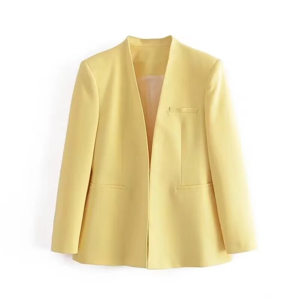 Casual Women's Wear Simple Fashion Solid Color Suit Top Straight Pants Set Two Piece Set Blazer Pants