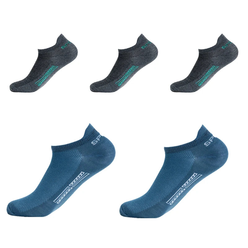 5 Pairs/Lot High Quality Men Ankle Socks Breathable Cotton Sports Mesh Casual Athletic Thin Cut Short Plus Size