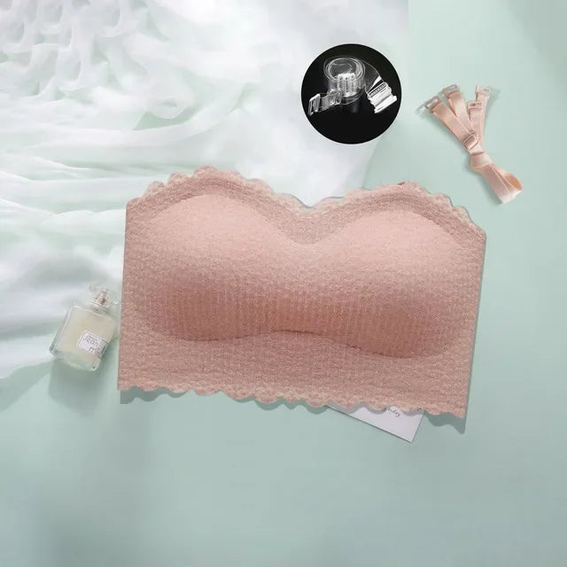 Seamless Women Tube Top Push Up Bandeau Bra Strapless