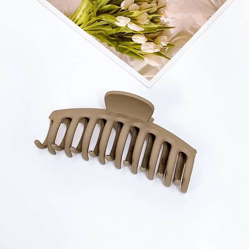 Solid Color Acrylic Frosted Wave Hair Claws for Women Simple Versatile Back Head Shark Clip French Hair Accessories