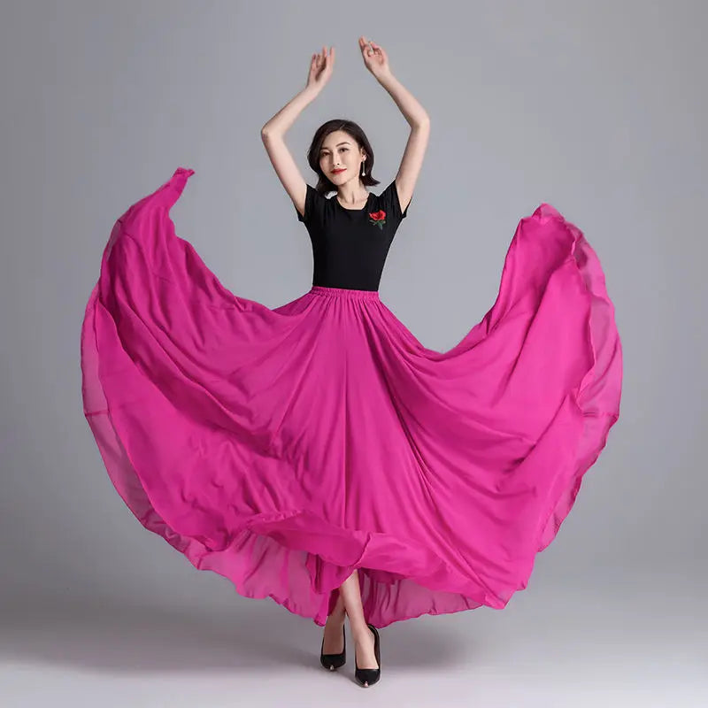 Pleated High Waist Chiffon Long Skirt