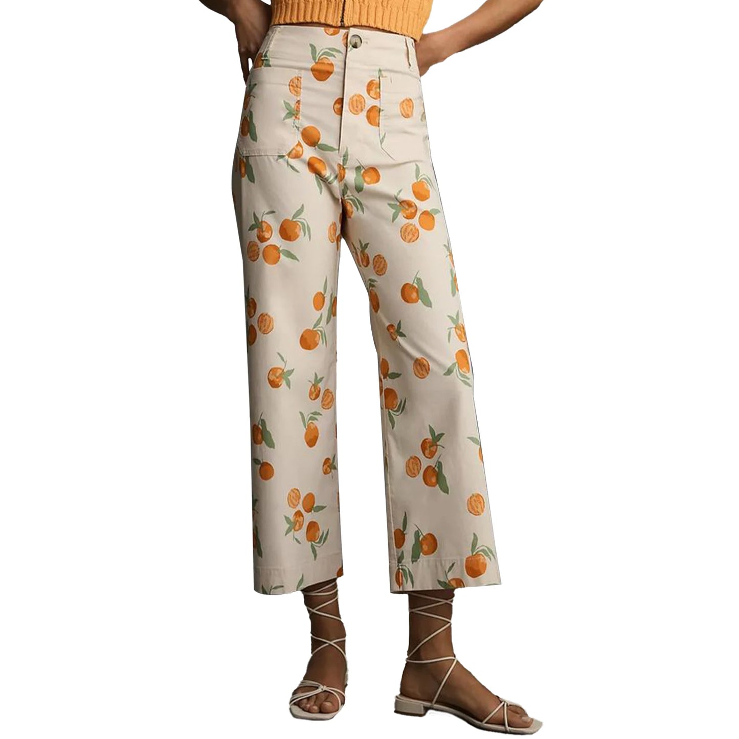 Women High Waisted Wide Leg Denim pants with Fun Floral Print Detailing for Chic Office and Street Style Wear