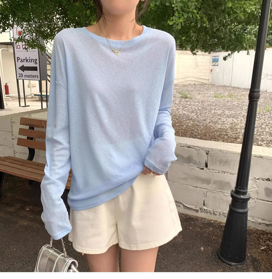 High Quality Plain T Shirt Sweater Women Elastic Basic T-shirts Female Casual Tops Long Sleeve Sexy Thin T-shirt