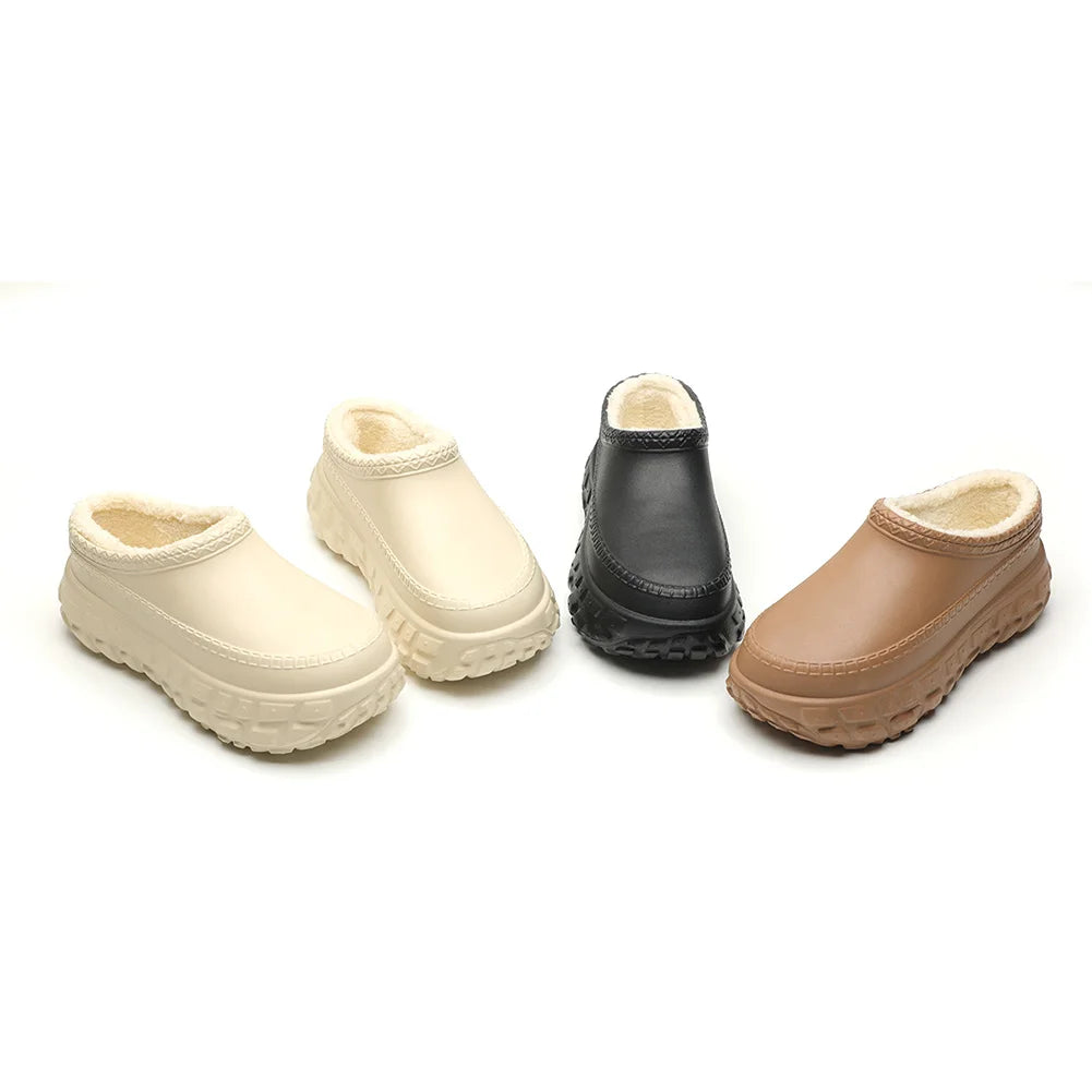 Anti-Slip Platform Slippers Fur Lining House Shoes Warm Comfy Slippers for Indoor & Outdoor