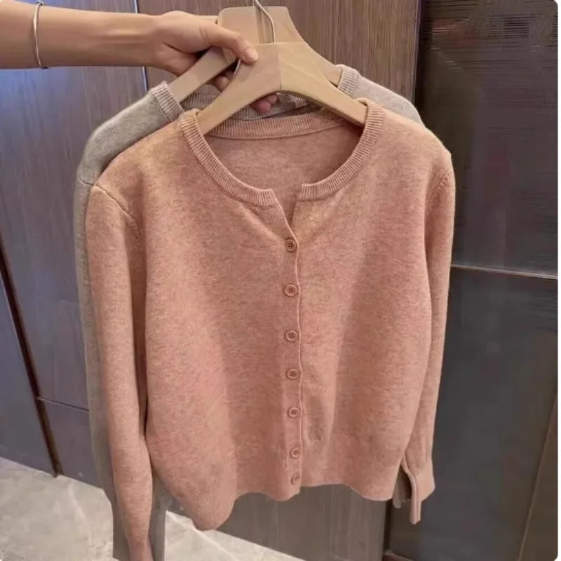 Fashion Women's Thin Fleece Knit Loose Short Cashmere Sweater Round Neck, Warm  Casual Female Sweater Top Cloting