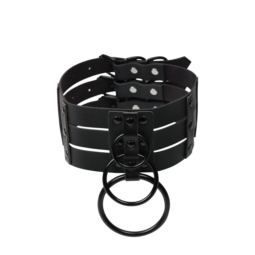 Punk Rock Gothic Collar Choker Sexy PU Leather O-Ring Women Collar Choker Necklace Body Accessories