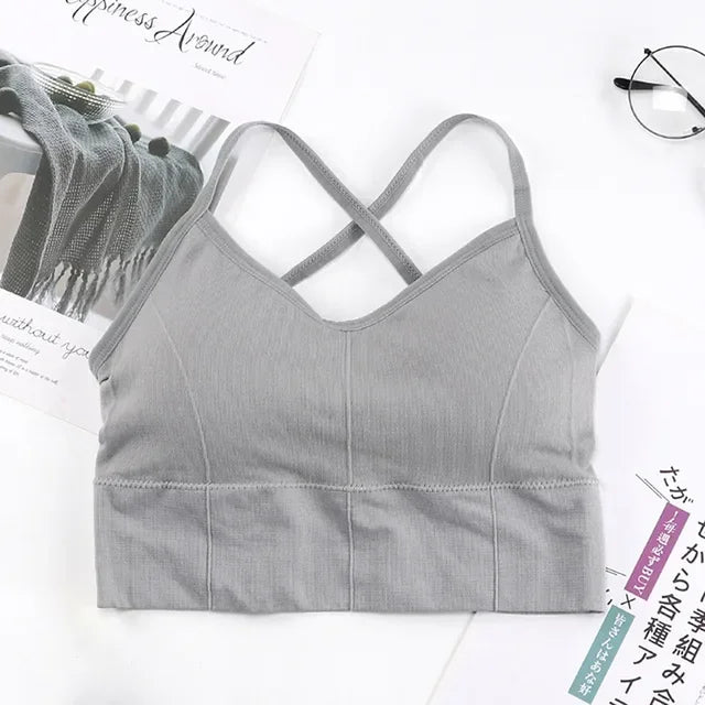 Cross Strap Sports bra High Impact For Gym Fitness  Sportswear Tank Top Yoga Push Up Crop Top
