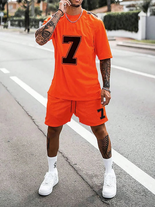 Summer 3D print men's round neck short-sleeved T-shirt shorts suit 2-piece high-quality casual street cool sports suit