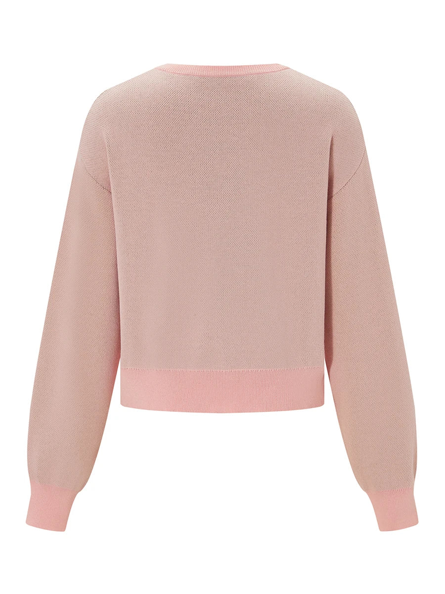 Women s Cozy Knit Pullover Sweater with Cute Fruit Print Long Sleeve Round Neck Winter Knitwear for a Stylish Look
