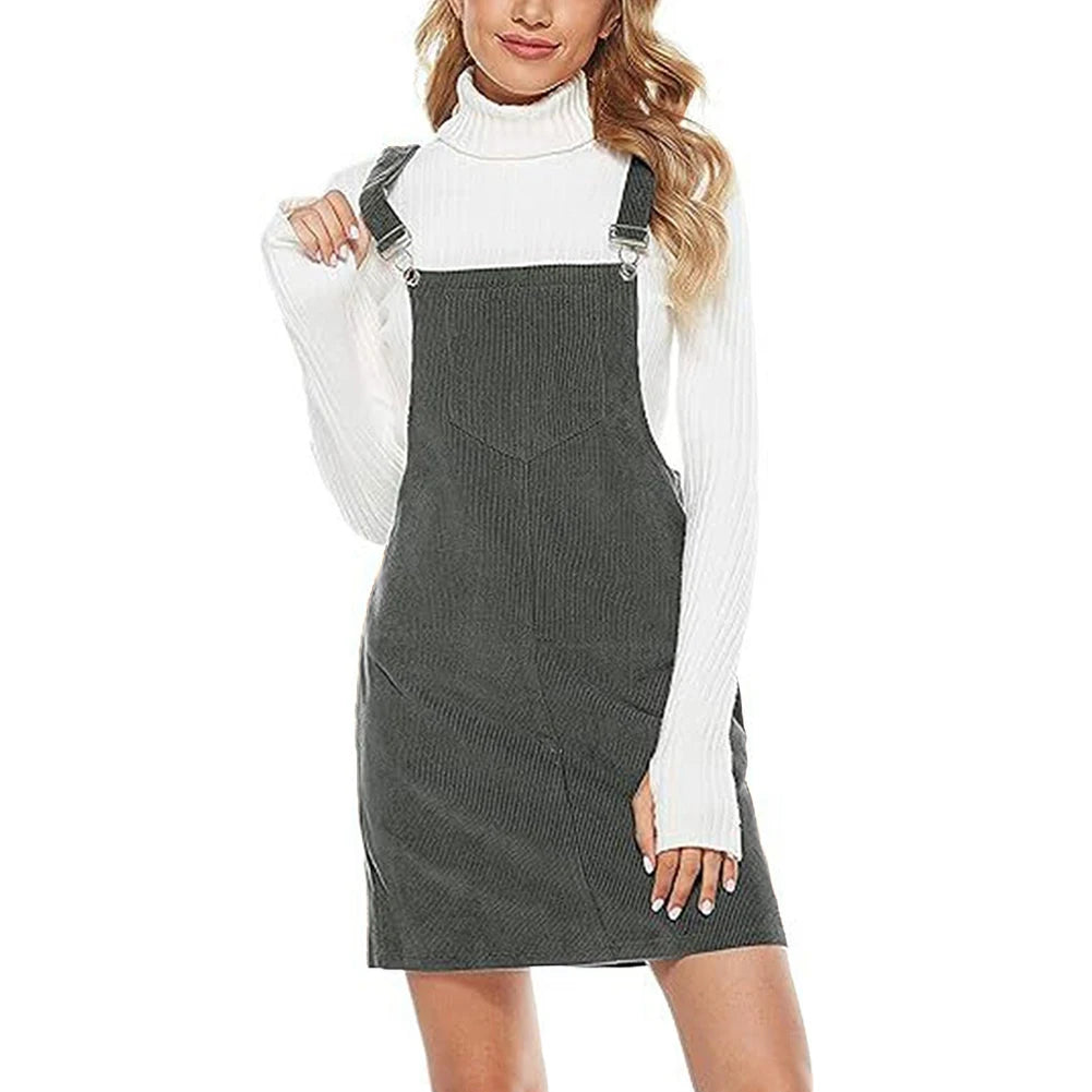 Corduroy A-line Mini Dress with Pockets