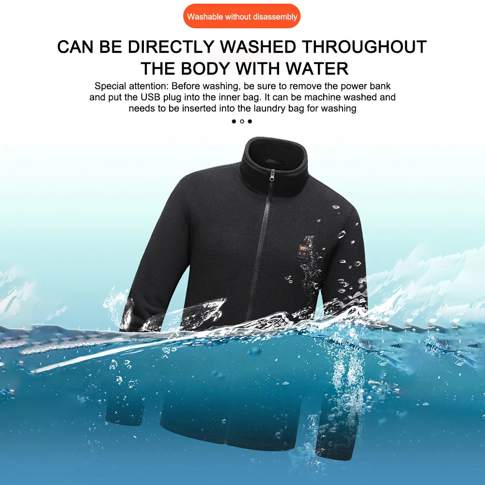 9 Heated Area  Jacket USB Charging Insulated Jackets Waterproof Heated Sweater 3 Gear Temperature for Hiking Skiing