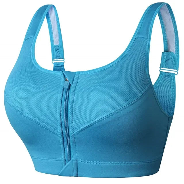 Sports Top Yoga Bra Shockproof Gym  Front Zipper  Push Up