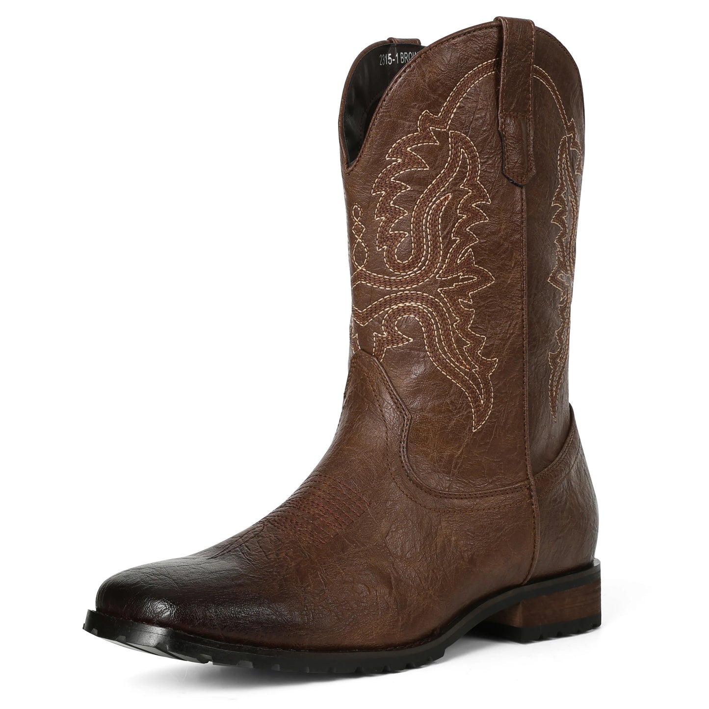 Plus size 12.5 Fashion Retro Square Toe Neutral Cowboy Boots Luxury Embroidered Concise Pull-on Western Boots