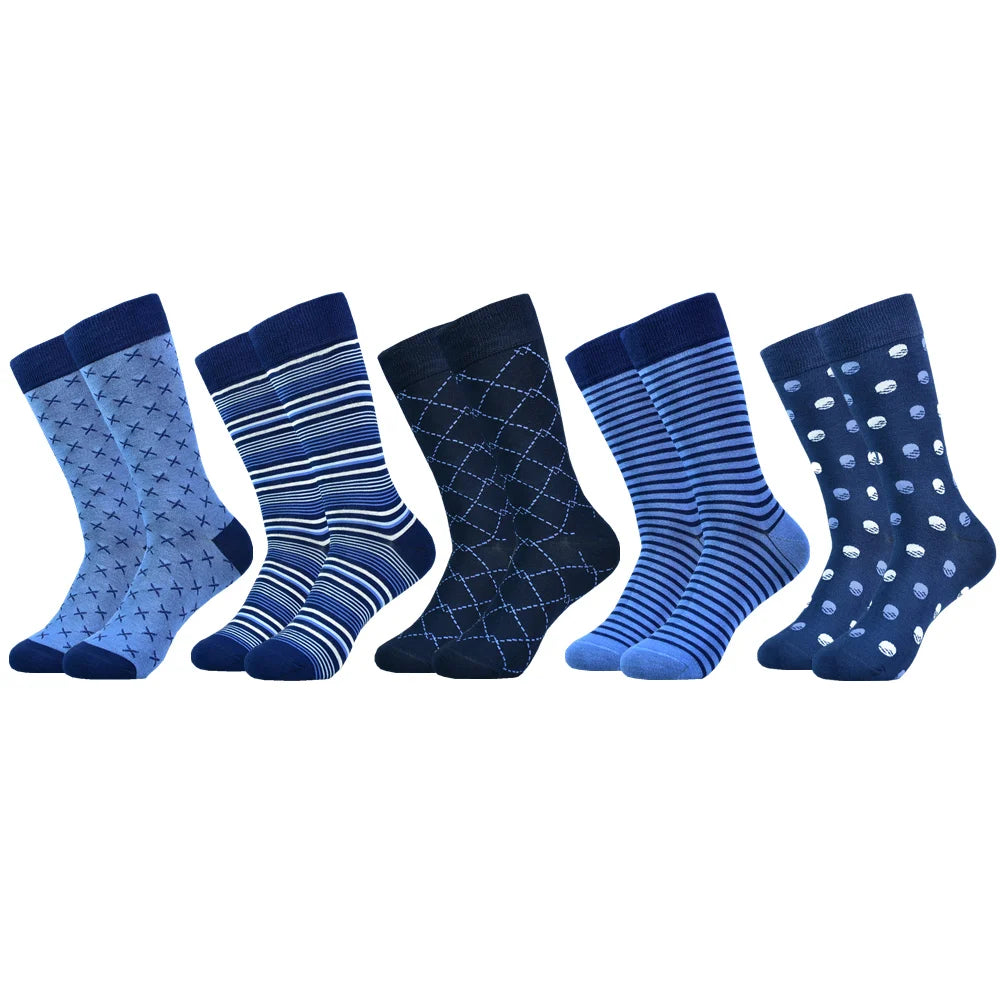 5 Pairs of  Men's Mid-Calf Socks - Soft, Breathable, Moisture-Wicking Bamboo Fiber for All Season Wear