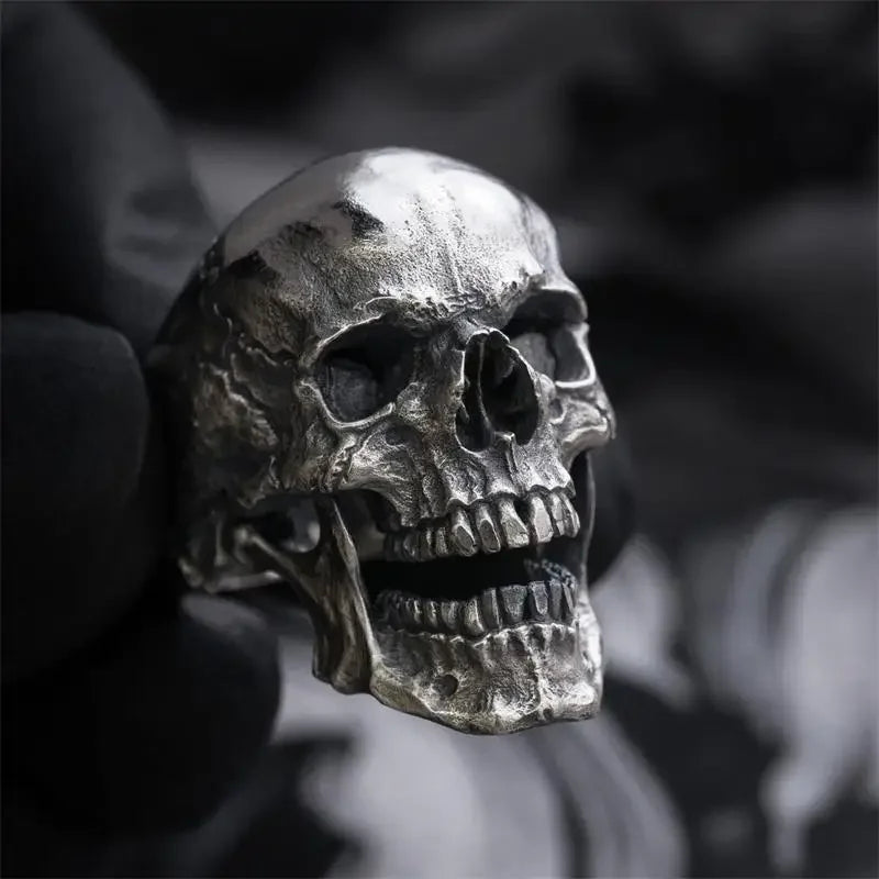 Gothic Exaggeration Demon Skull Rings Cool Men's 316L Stainless Steel Skull Biker Ring  Motorcycle Jewelry