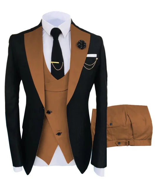 Popular Clothing Luxury Party Stage Men's Suit Groomsmen Regular Fit Tuxedo 3 Piece Set Jacket+Trousers+Vest
