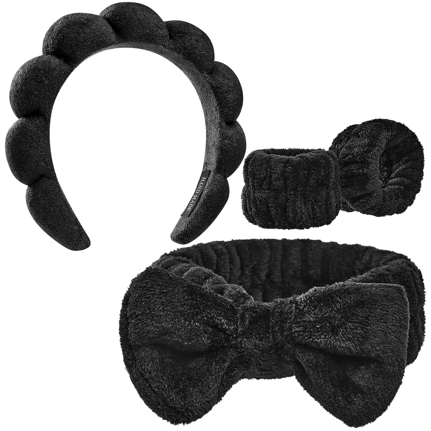 4 Pcs Spa Makeup Face Wash Headband, Sponge Hair Band Bow Tie Headband for Washing Face