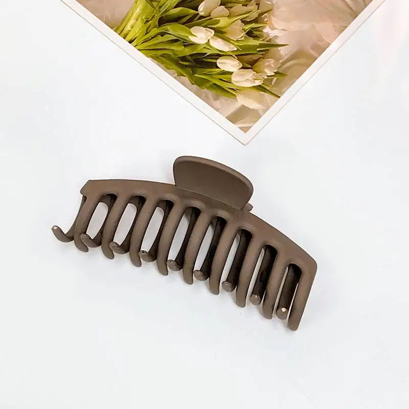 Solid Color Acrylic Frosted Wave Hair Claws for Women Simple Versatile Back Head Shark Clip French Hair Accessories