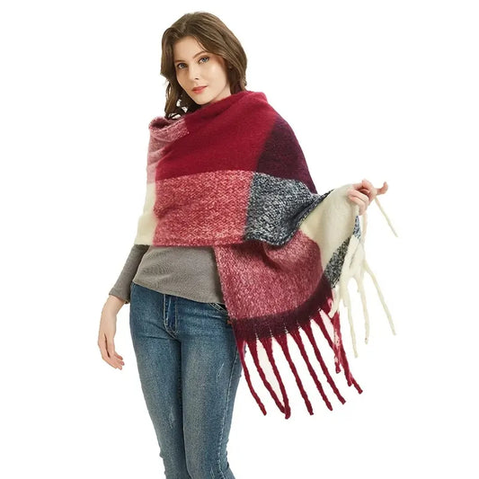 Classic Tassel Plaid Scarf | Warm Soft Blanket Shawl Scarf