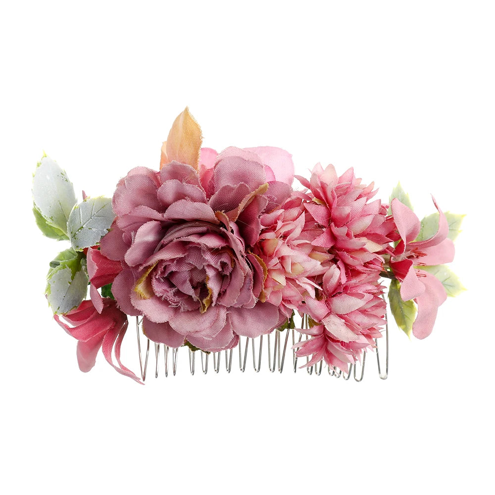 Flower Hair Comb Hairpin Bouquet Headdress Hair Combs Hair Accessories for Women Girls Floral Hairpins
