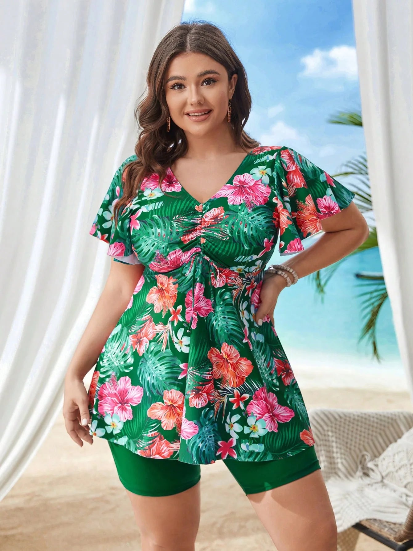 Plus Size Swimwear Women Tankini Female High Waist Swimsuit Summer Big Bikini Large Bathing Suit