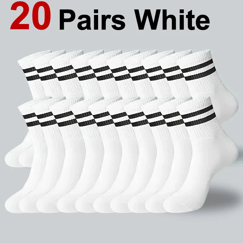 5/10/20 Pairs Neutral Solid Color Round Neck Socks Spring Summer Sweat Absorbing Breathable Soft Comfortable Couple Sports Socks