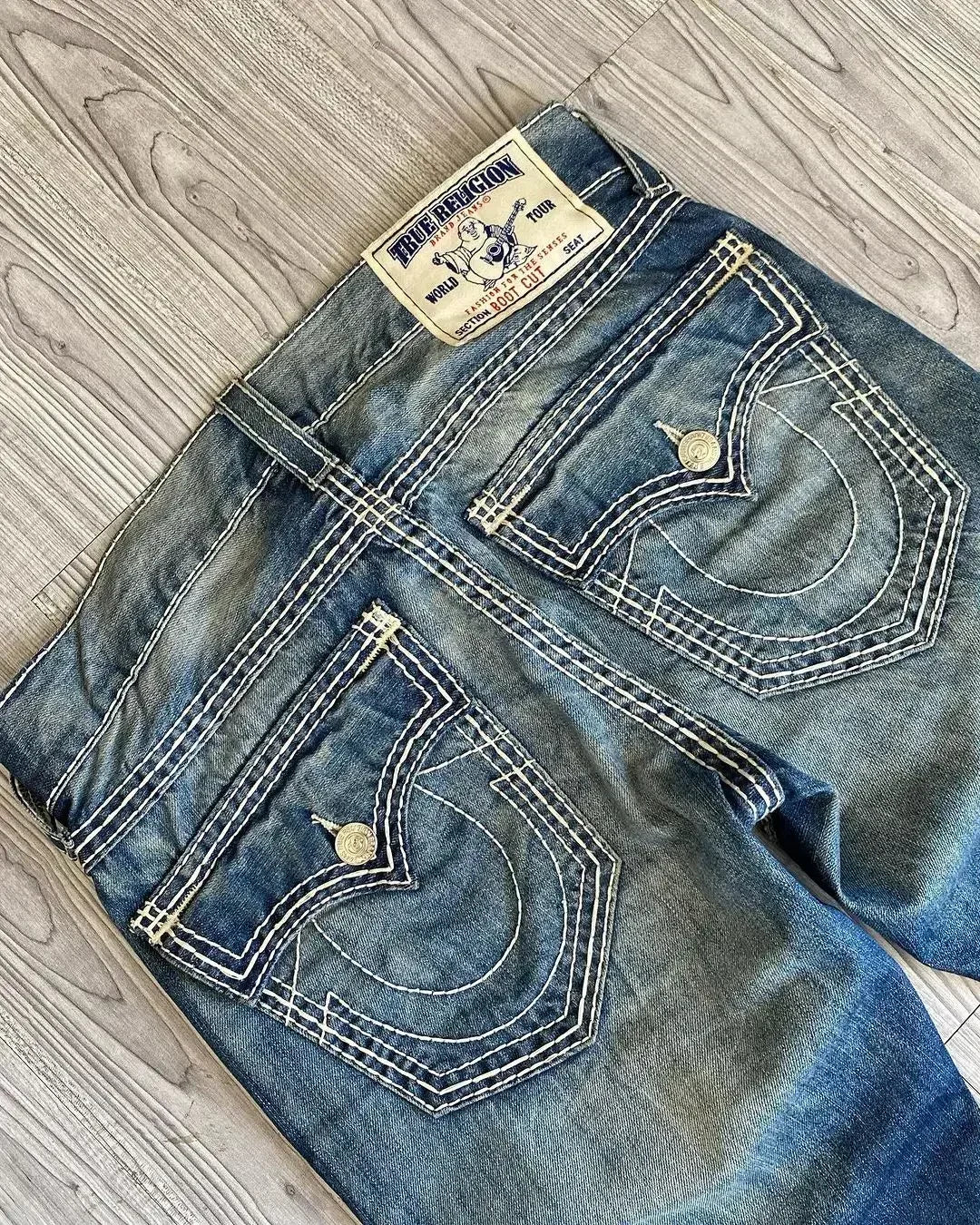 Classic Vintage Jeans Straight Low Waist Pants Embroidery Figure Fashion Blue Jeans High Street