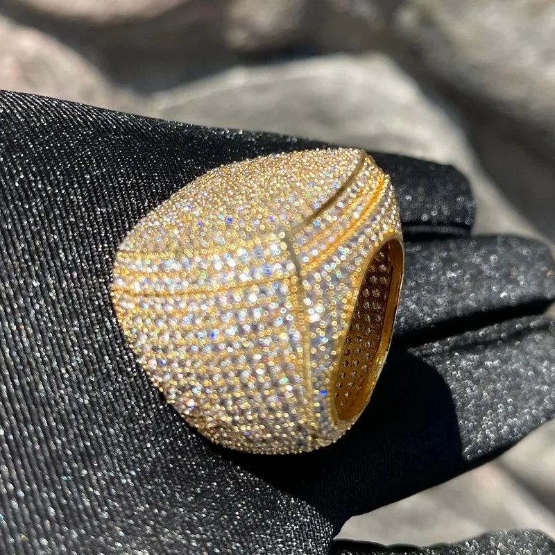 Fashion Men's Gold Color Ring  Full Bling Iced Out Cubic Micro Paved CZ Crystal Luxury Hip Hop Rings Jewelry