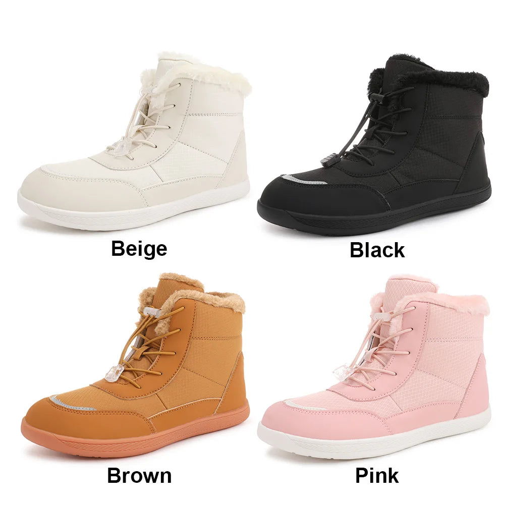 Winter Snow Boots Fur Lined Barefoot Boots Wide Toe Box Ankle Booties Walking Boots Outdoor Hiking Boots
