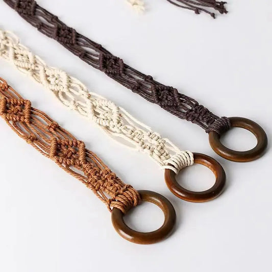Weaving Tassel Waist Rope for Women Versatile Dress Decoration Knotted Thin Waist Rope Wax Thread Knotted Waist Belt