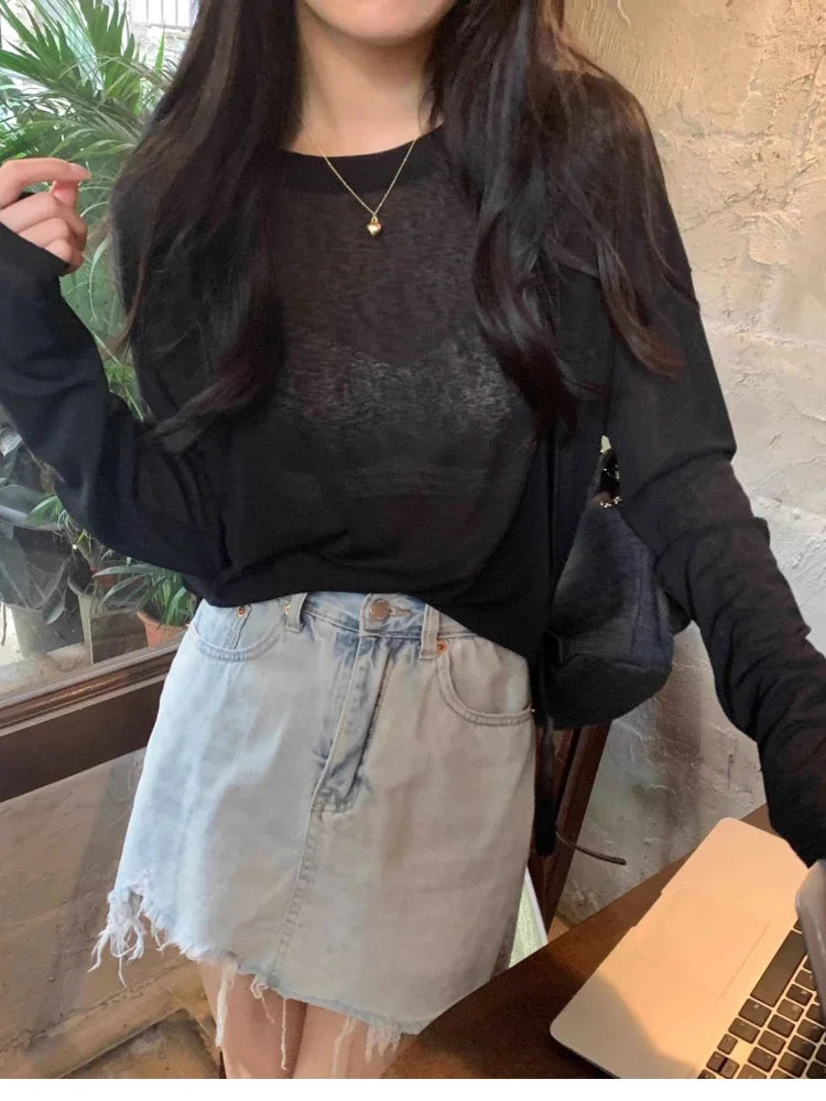 High Quality Plain T Shirt Sweater Women Elastic Basic T-shirts Female Casual Tops Long Sleeve Sexy Thin T-shirt