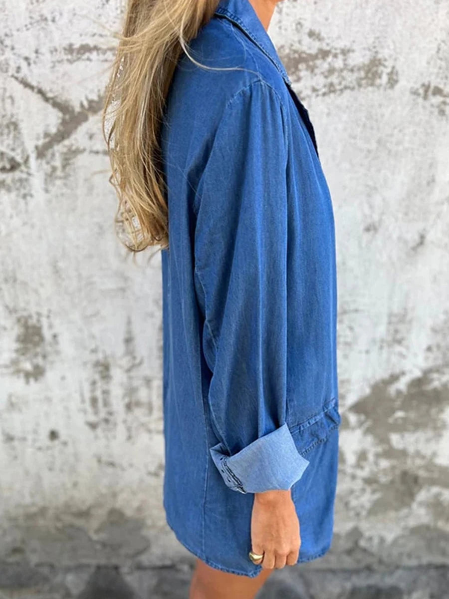 Distressed Denim Jacket Oversized Vintage Long Sleeve Button Down Jean Coat