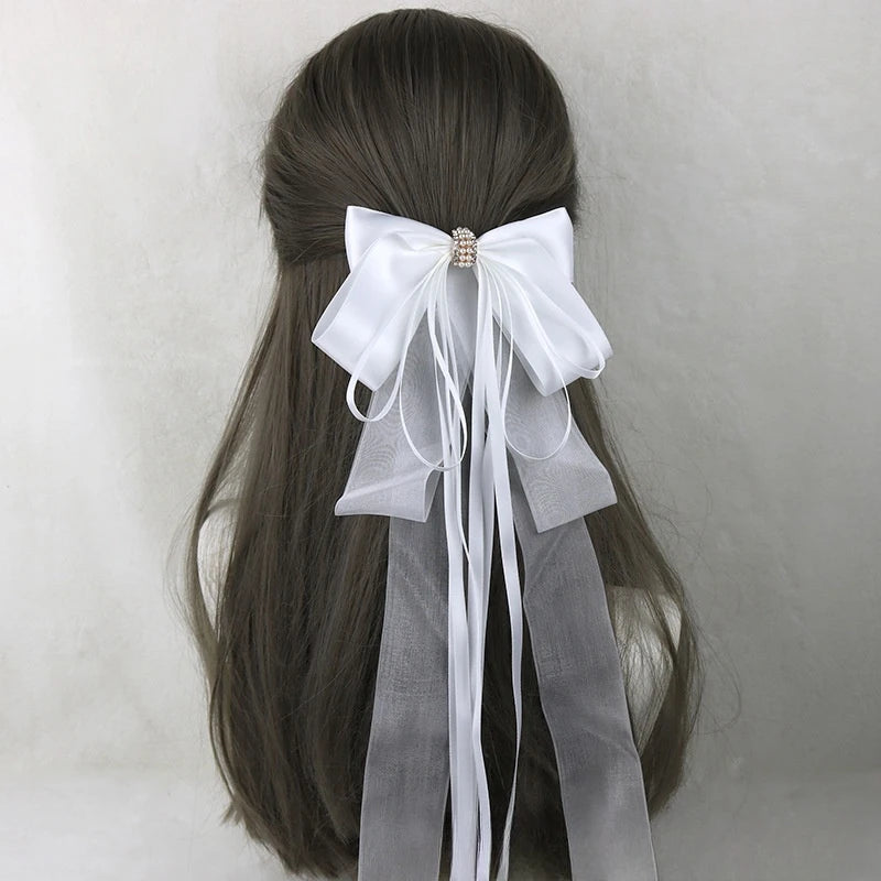 Ribbon Bow Headband With Hairpins Wide Hair Hoop Lace Ruffled Tassels Hair Bands Sweet Hair Accessories