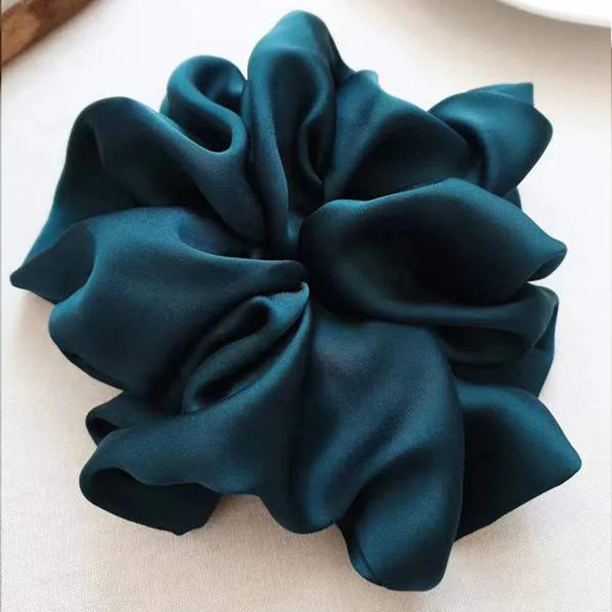 Fashion Oversized Silk Scrunchies for Women Chiffon Elastic Hair Ties Ponytail Holder Headwear