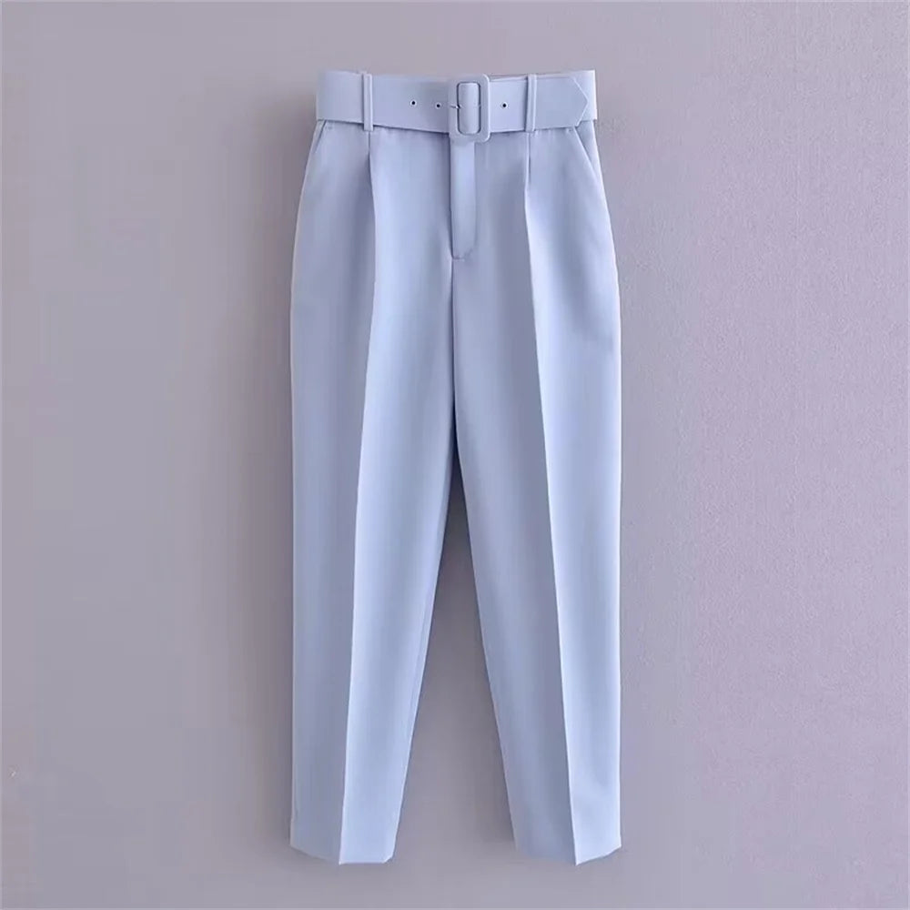 Casual Women's Wear Simple Fashion Solid Color Suit Top Straight Pants Set Two Piece Set Blazer Pants